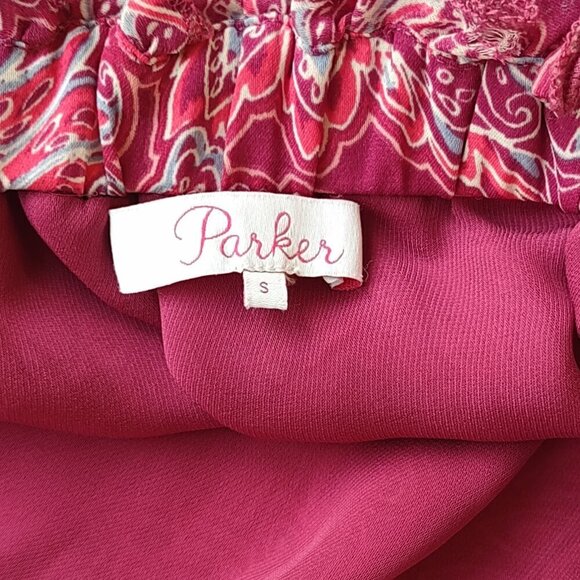 Parker Floral Pink Paisley Halter Mini Dress Ruffles Flirty Feminine Size Small - Picture 9 of 11